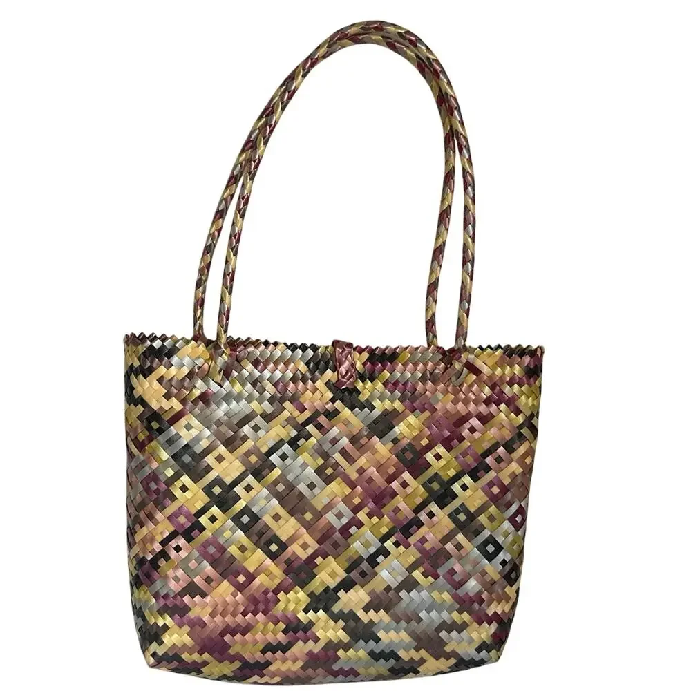 Mexican Handwoven handmade Tote Bag Artisanal Woven Multicolor Artisan Craft